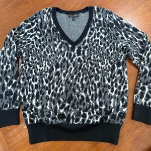 Banana Republic Black and Gray Leopard Print Sweater
